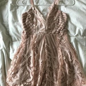 Blush pink eyelet lace romper